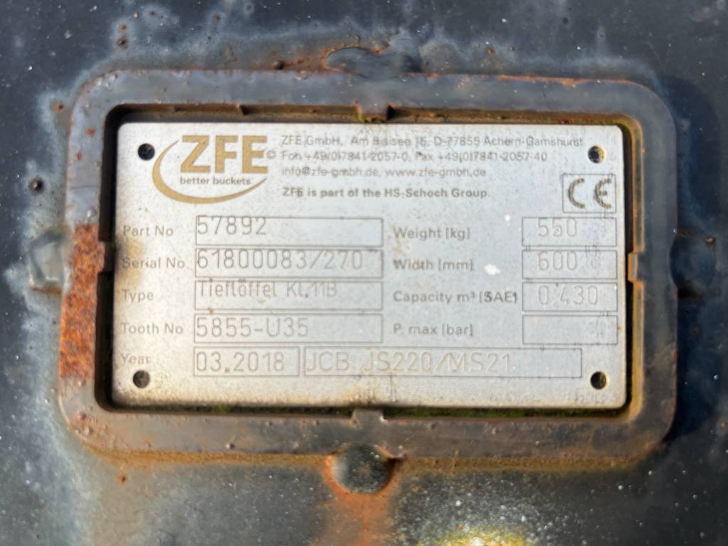 Fahrzeugabbildung Andere ZFE Tieflöffel / Löffel / MS21 / 600 mm / 2018